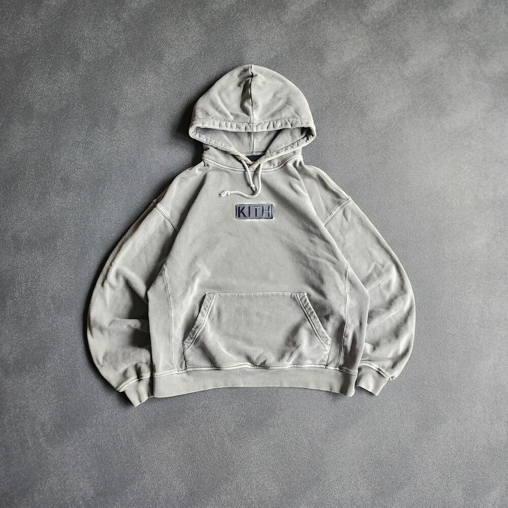 KITH Williams III Box Logo Grey Essential Pullover Hoodie Medium